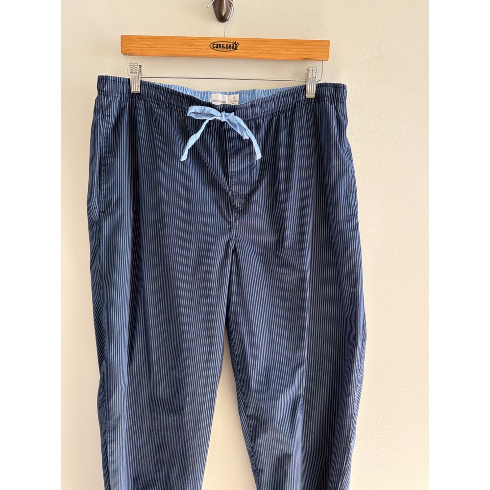 Reed Edward Mens Pajama Pants Navy Blue White Striped Cotton Blend Large 36-38 - Picture 3 of 10